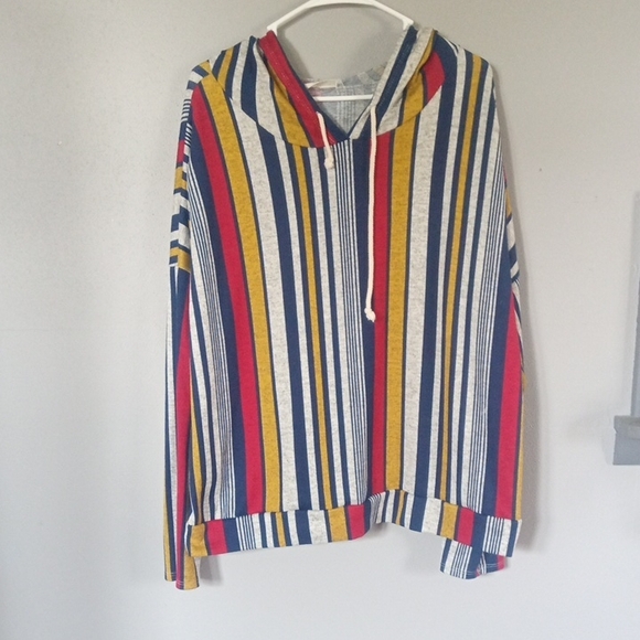 Free Kisses Tops - Free Kisses Striped Women's Hoodie Size 3X